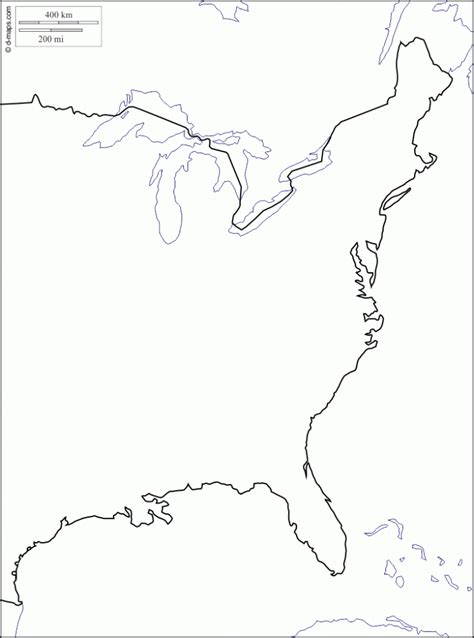 East Coast Of The United States Free Map Blank For Outline