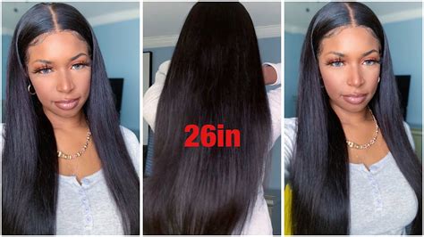 the best pre plucked silky straight wig 26 inch lace frontal install curlyme hair youtube