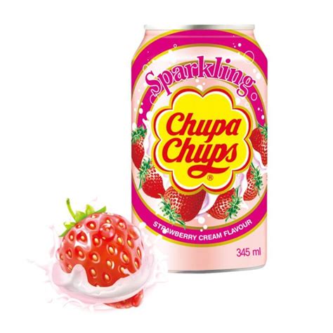 Chupa Chups Sparkling Strawberry Cream Flavour 345ml American Soda