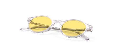 clear narrow acetate round tinted sunglasses with medium yellow sunwear lenses 17519