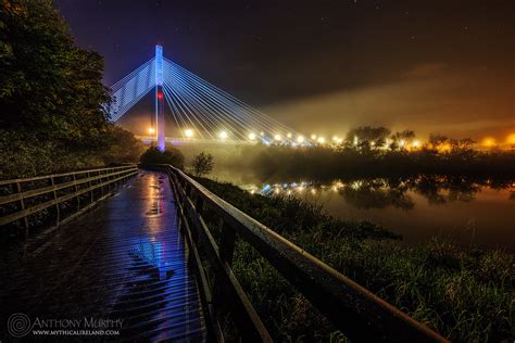 Foggy Bridge The Boyne Cable Bridge On A Foggy Night Anthony