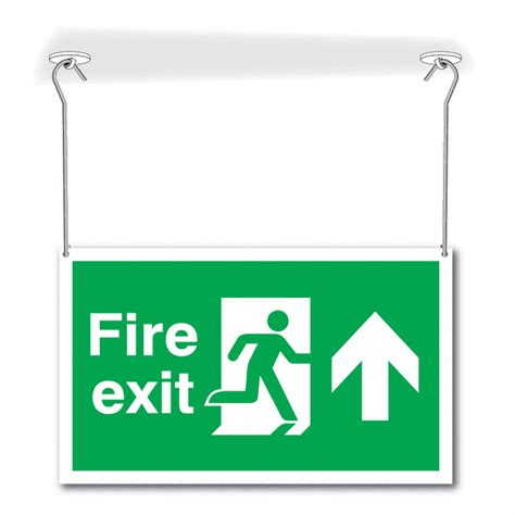 Fire Exit Arrow Up Double Sided Hanging Signs Safetyshop