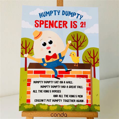 Humpty Dumpty Lyrics Poster Printable Humpty Dumpty Nursery Etsy