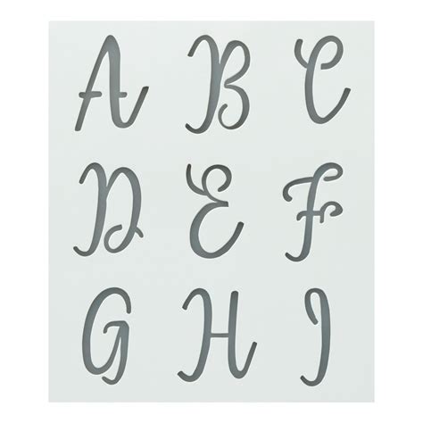 Premium Alphabet Stencils Uppercase Cursive 3 Pack
