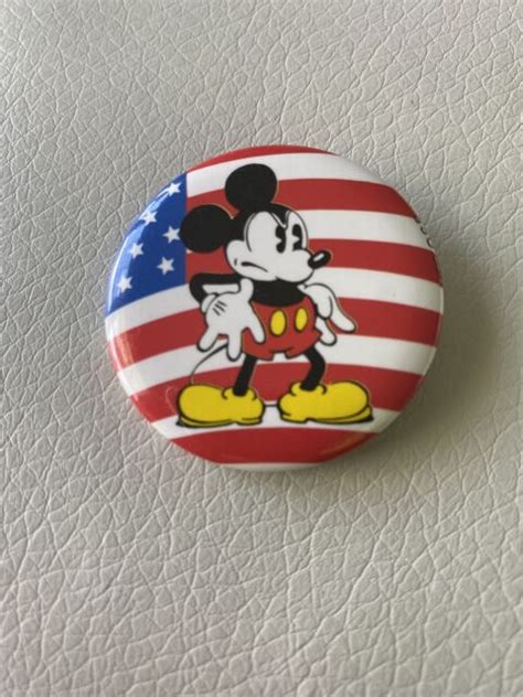 Disney Mickey Mouse Usa American Flag Patriotic 1 34” Pin Back Button