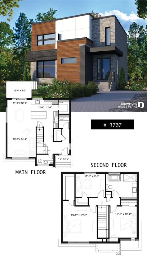 Modern Two Storey Residential House Floor Plan With Elevation