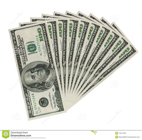 Ten Hundreds Dollar Bank Notes Clipping Patch Stock Photo