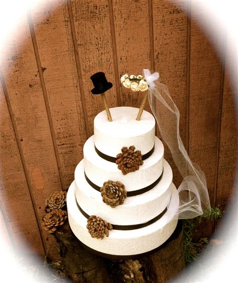 Rustic Wedding Cake Topper Bride Groom Cake Topper