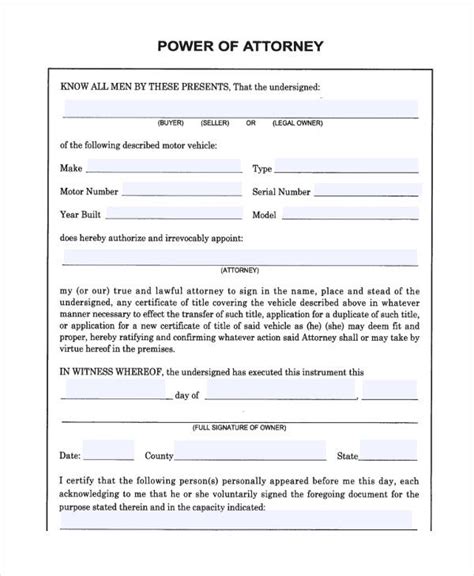 Free Power Of Attorney Documents Printable Printable Templates