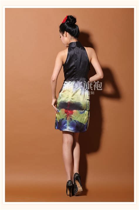 Custom Made Outstanding Lotus Flower Silk Cheongsam Qipao Dress Qipao Cheongsam Dresses Women