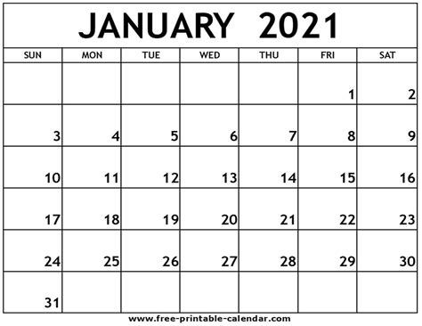 We have five february 2021 blank calendar templates that you can download for free. January 2021 Calendar Print Out | Printable calendar ...