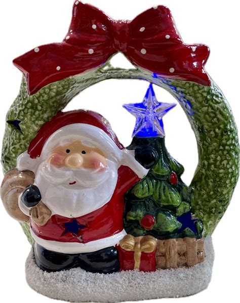 Ceramic Santa With Battery Operated Led Lights 352253 The Christmas