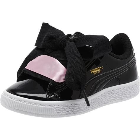The silhouette is reminiscent of its predecessor, but with wide, satin ribbons used in place of laces. PUMA Basket Heart Patent Preschool Sneakers | eBay