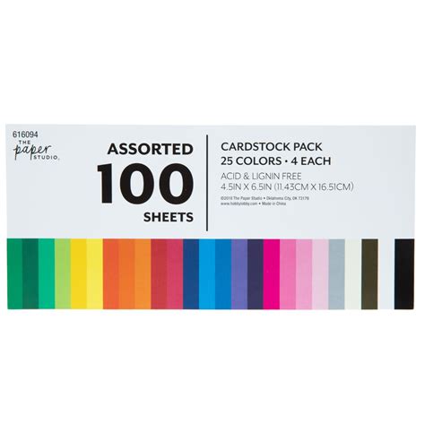 Assorted Cardstock Paper Pack Hobby Lobby 616094