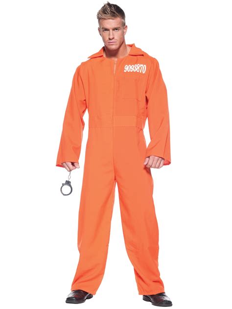 Orange Prison Jumpsuit Jailbird Prisoner Convict Criminal Inmate Men Costume Os Ebay