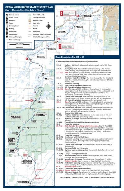 Crow Wing River State Water Trail Map 1 From Eleventh Crow Wing Lake To