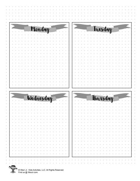 Printable Weekly Calendar For Journaling Woo Jr Kids Activities