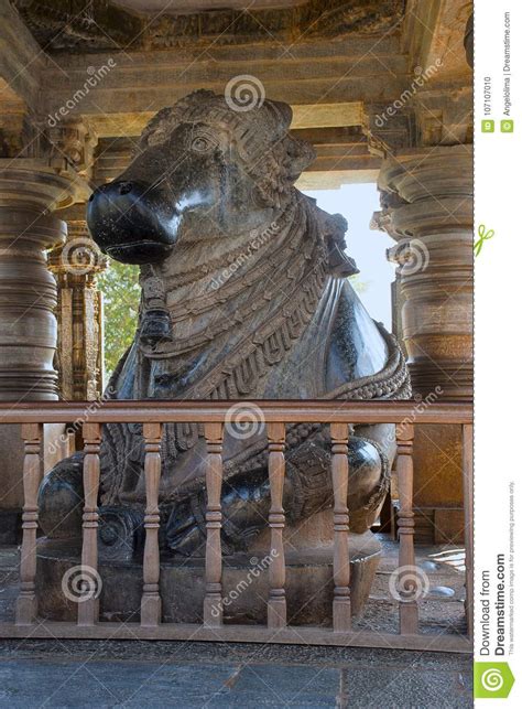 Nandi Bull Statue Hoysaleswara Temple Hoysala Style Halebidu
