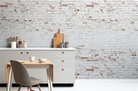 White Brick Wall Mural Industrial Warehouse Style