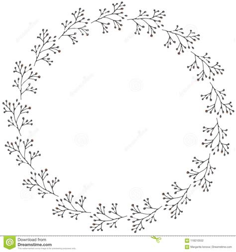 Hand Drawn Wreath Made In Vector Stock Illustration Illustration Of