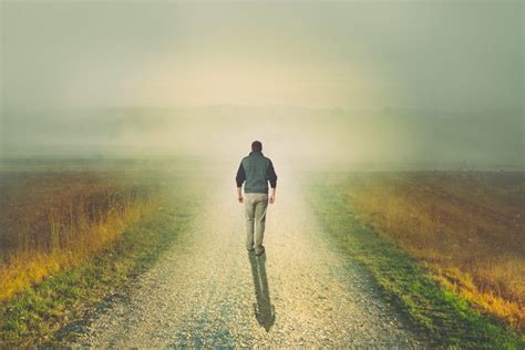 Man Walking To The Light On A Dirt Road Blue Ridge