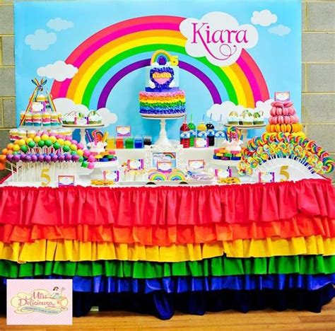 Girly Rainbow Birthday Party Planning Ideas Supplies Idea Cake Decor