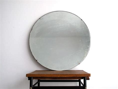 Vintage Wall Mirror Round Beveled Frameless By Snapshotvintage