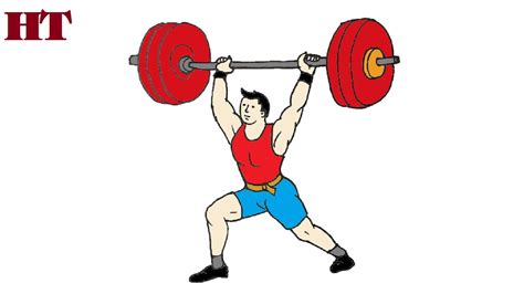 How To Draw A Cartoon Weightlifter Athlete Drawing Jobs Easy