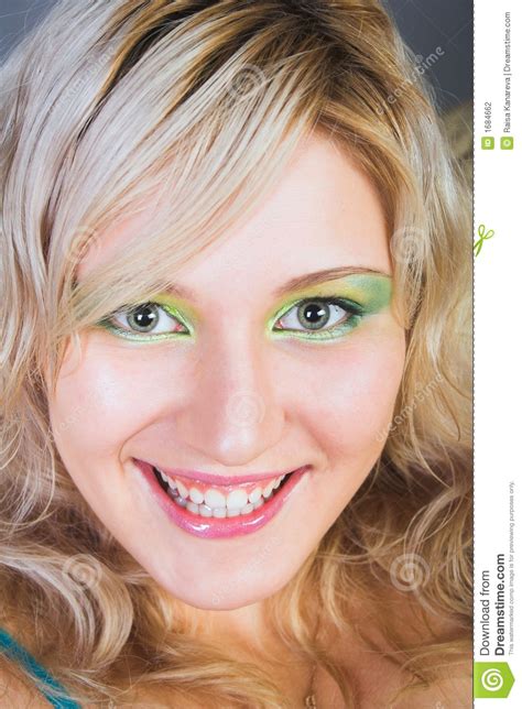 Beautiful Young Woman With Green Eyes Smiling Stock Photography Image