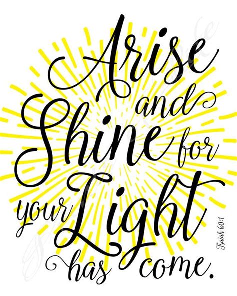 Christian Printable Arise And Shine For Your Light Has Come Etsy