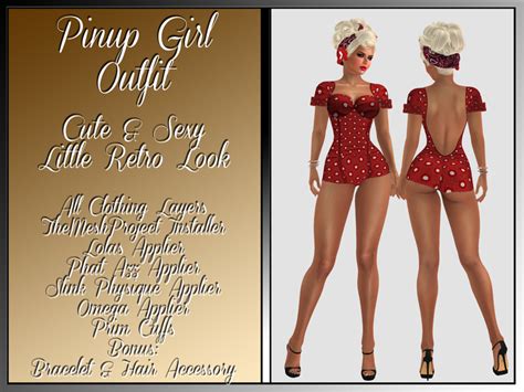 Second Life Marketplace Adorable And Sexy Pin Up Girl Outfit Tmp