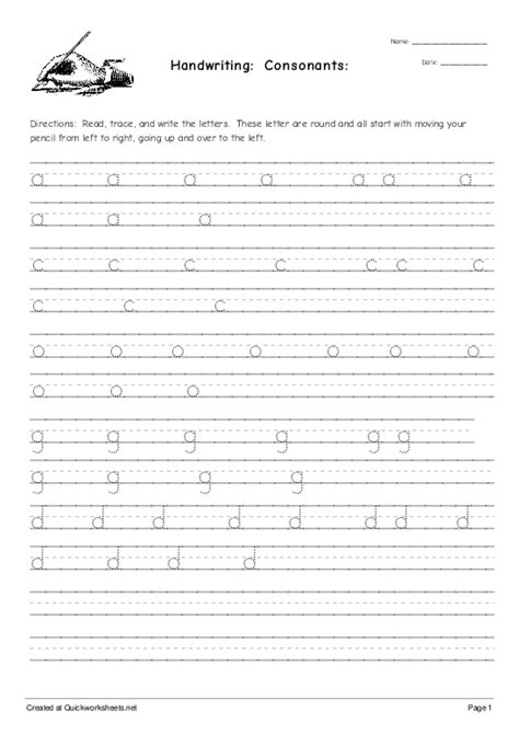 Handwriting Consonants Handwriting Worksheet Quickworksheets