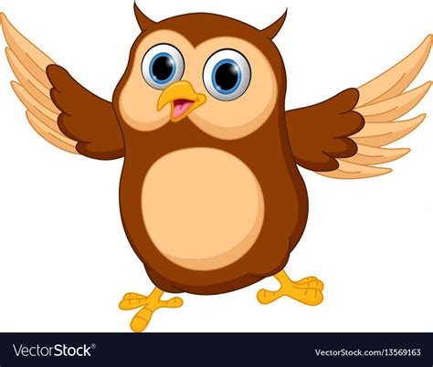Happy Owl Cartoon Royalty Free Vector Image Vectorstock