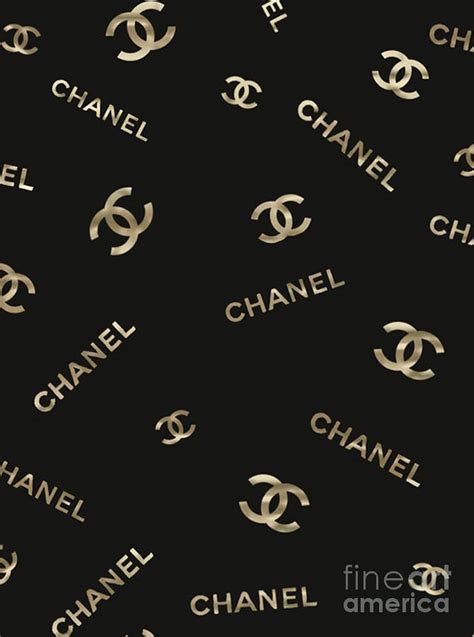 Chanel Gold Logo Pattern Digital Art By Wanda Skeens