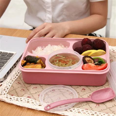 5 Cells Leak Proof Healthy Plastic Lunch Box Durable Adults Lady Kid