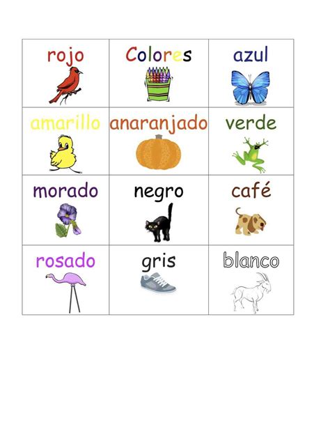Spanish Colors Printable Printable Word Searches