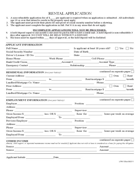 Rental Application Form Fillable Printable Pdf And Forms Handypdf