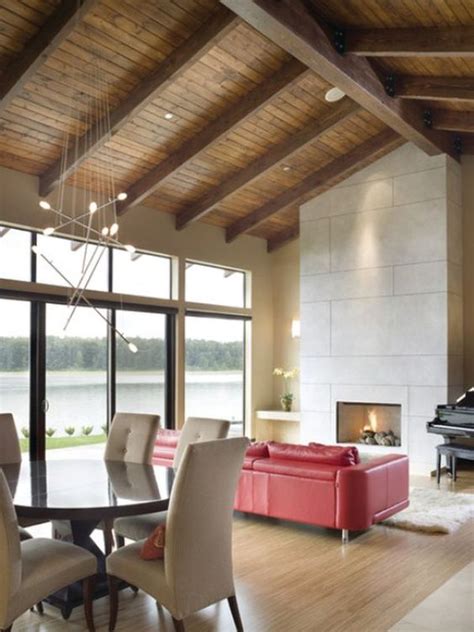 Vaulted Wood Ceiling Living Room