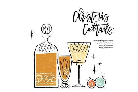 vintage christmas cocktails graphics ~ creative market