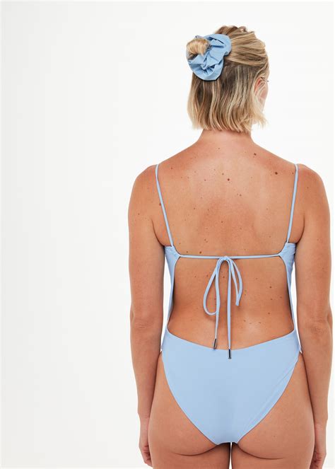 Pale Blue Open Back Swimsuit Whistles