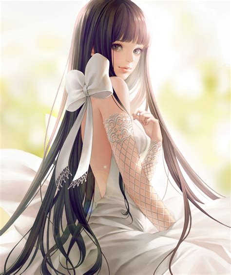 Wallpaper Anime Girl Bride Wedding Dress Semi Realistic