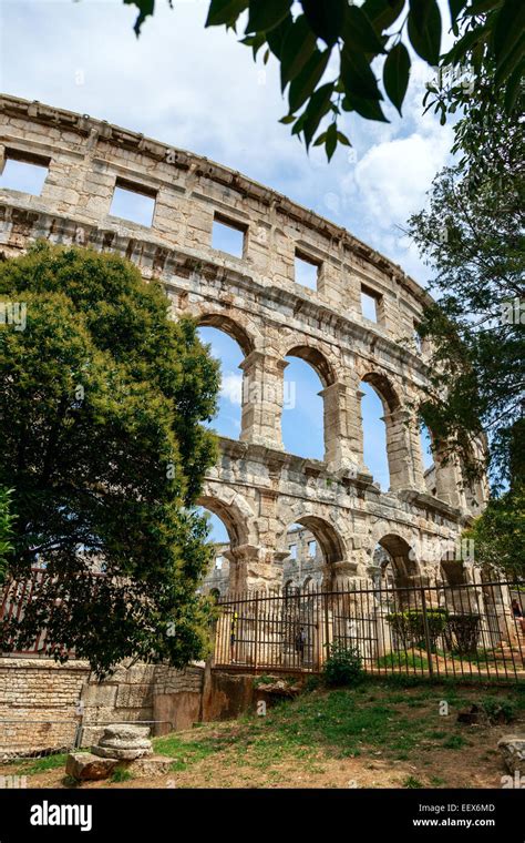 Famous Ancient Roman Amphitheater Arena 1st Century Pula Croatia