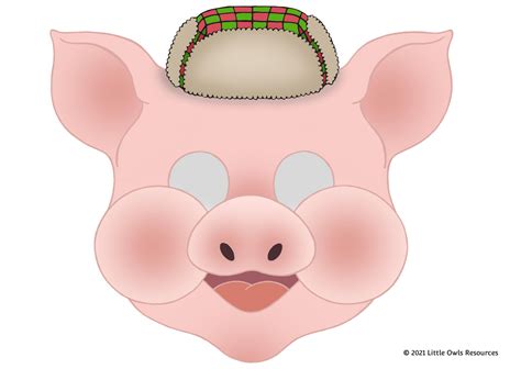 Three Little Pigs Printable Masks Full Color And Coloring Versions