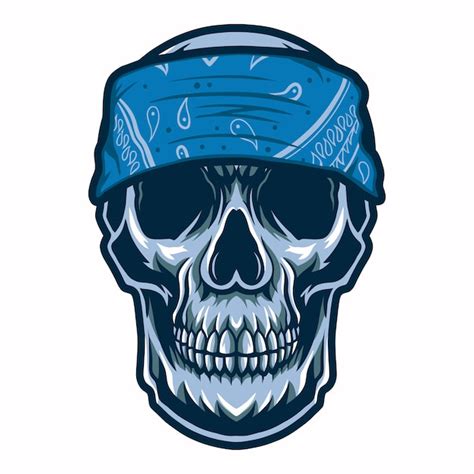 Premium Vector Skull Head Gangster With Bandana Illustration Isolated