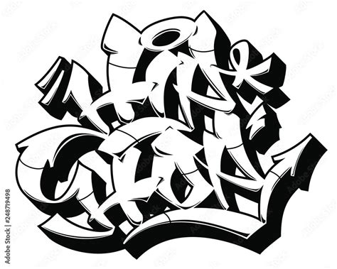 Vecteur Stock Hip Hop Word In Readable Graffiti Style Black Outline