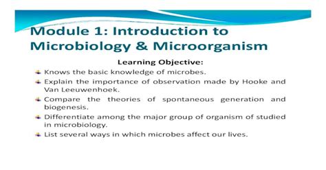 Module 1 Introduction To Microbiology 1 Introduction To Microbiology