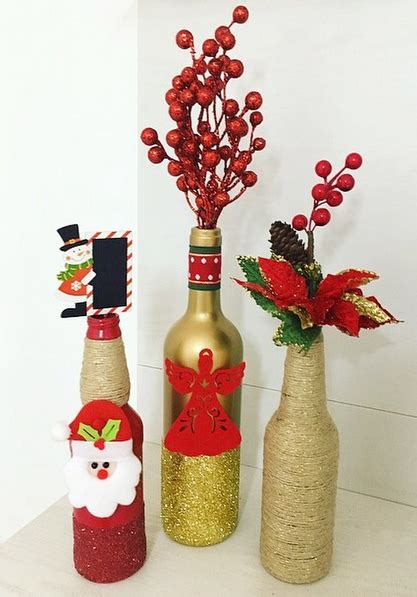 20 Diy botellas decoradas de Navidad con imágenes Botellas