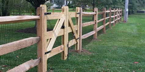 Wood Split Rail Fence With Mesh And Gate Wood Fence Installation