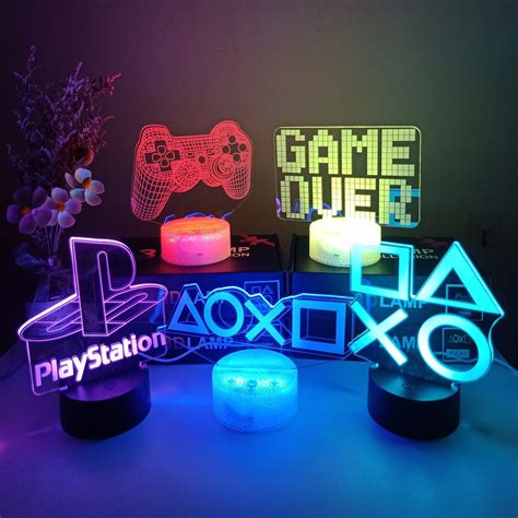 Local 3d Led Acrylic Icon Light Stand Playstation Ps4 Gaming Desk Decor