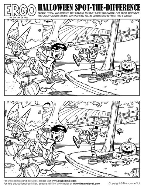 Halloween Spot The Difference Bw 600 Tims Printables